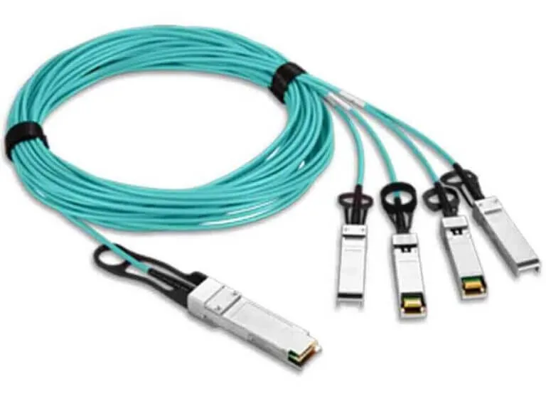Aoc 100G Qsfp28 To 4X25G Sfp28 Breakout 7X4 Aqua Dsc4595 | AIMIFIBER