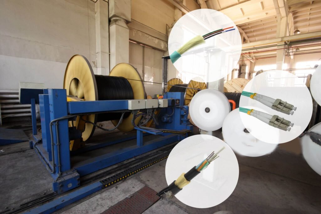 Fiber optic production line in factory