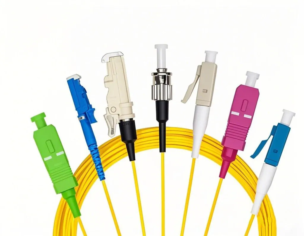 Fiber optic connectors in different colors and different fiber types