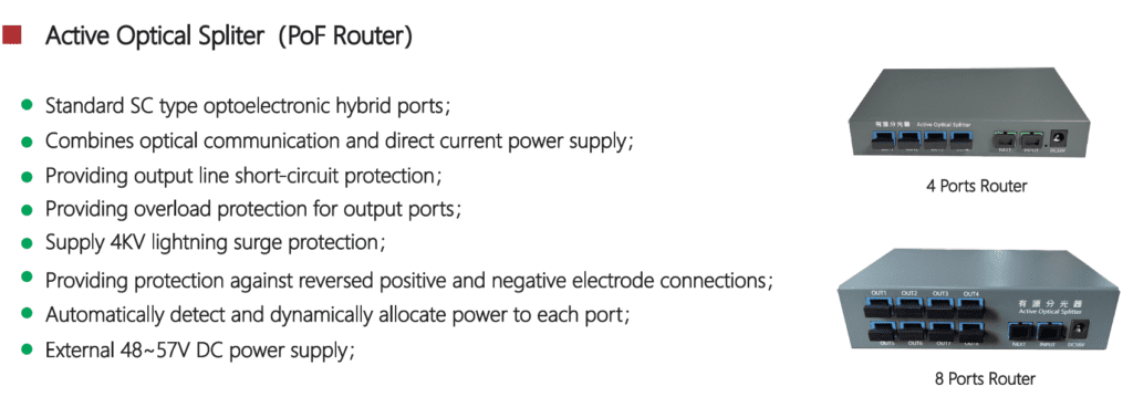 Active Optical Spliter (PoF Router) 