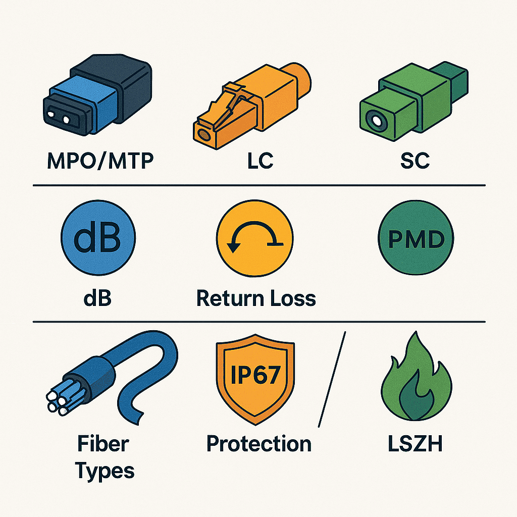 Visualizing the core standards for fiber optic pre-terminated components—from connector types and pigtails to performance testing—central to guaranteed compatibility and reliability.