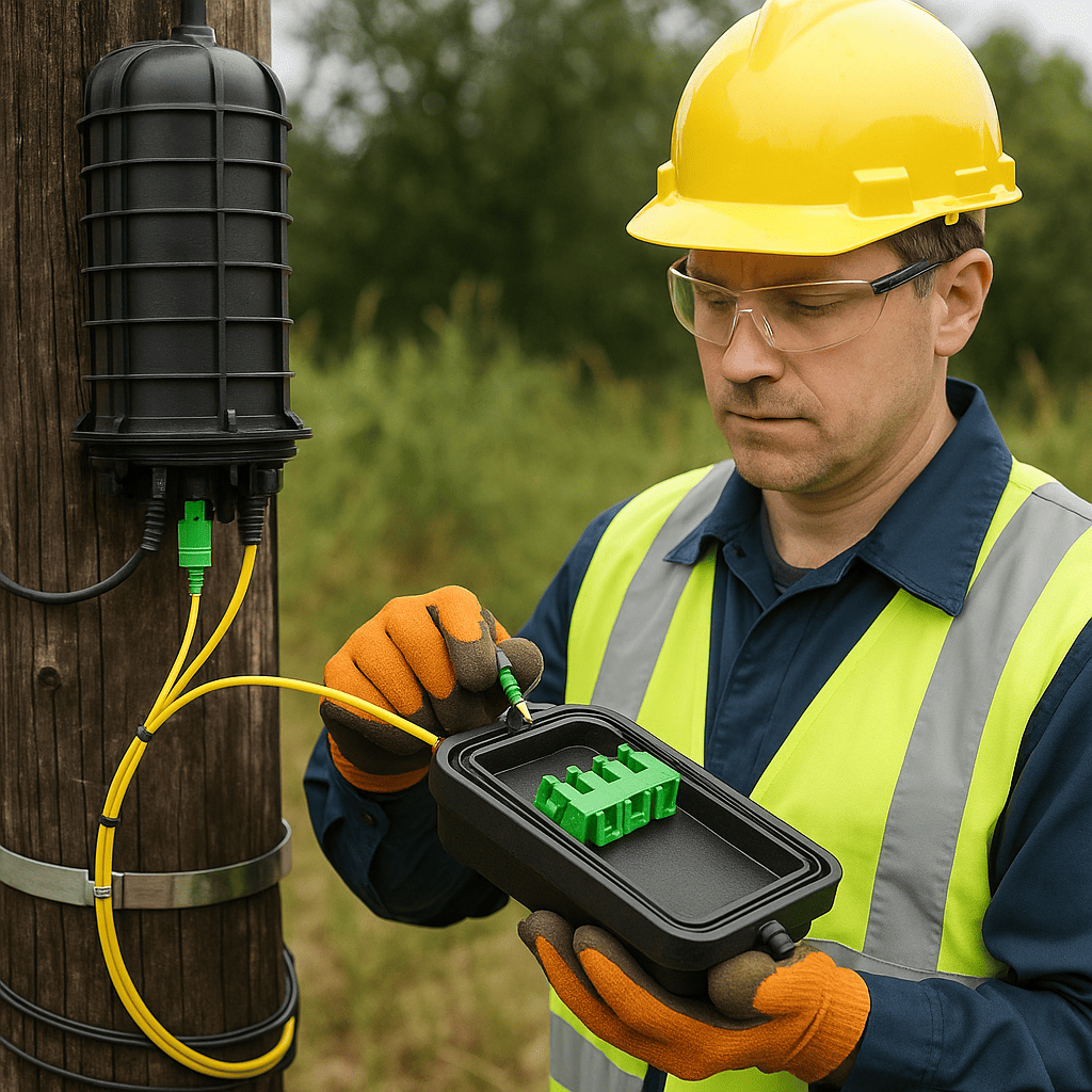 Automated polishing in a pristine facility ensures fiber connectors achieve consistently low signal loss and maximum network reliability.