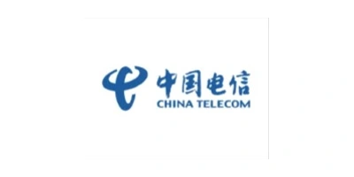 China Telecom logo representing collaboration in fiber optic connectivity and FTTH projects with AIMIFIBER.