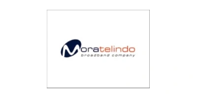 Moratelindo logo indicating collaboration with AIMIFIBER on fiber broadband and telecommunication projects in Indonesia.