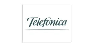 Telefónica logo showing partnership with AIMIFIBER in global telecom fiber network solutions.
