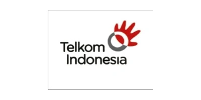 Telkom Indonesia logo indicating partnership with AIMIFIBER for national fiber optic network projects.