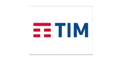 TIM logo showing cooperation with AIMIFIBER in fiber optic deployment and data network solutions in Italy.