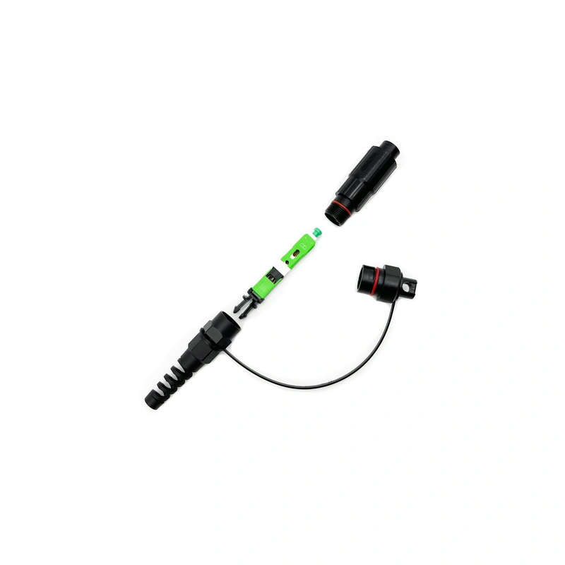 Figure-8 FTTH flat drop cable cross-section with FRP, aramid yarn, ripcord, optical fiber and copper messenger labeled
