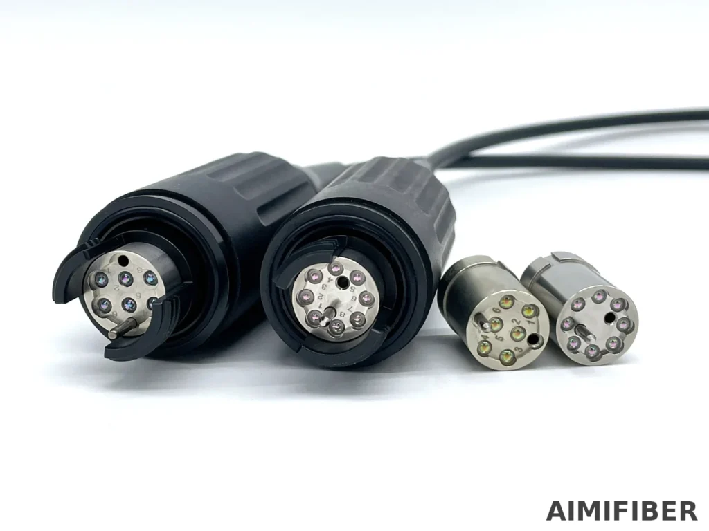 AIMIFIBER multi-core HXB outdoor FTTA fiber connector – HXB multi-core circular connector insert options (4/6/8-core) with plug bodies
