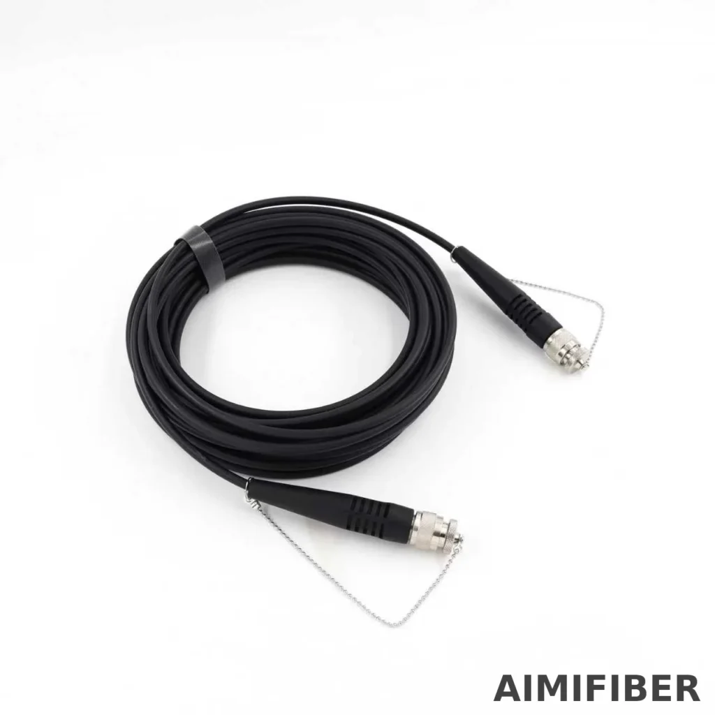 AIMIFIBER ODC–MPO outdoor FTTA fiber connector – Pre-terminated ODC–MPO outdoor fiber cable assembly, coiled, with dust caps
