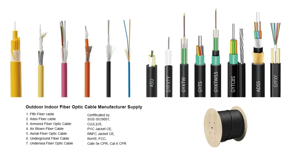 AIMIFIBER Fiber Cable Manufacturer-Outdoor Indoor Fiber Optic Cable Supply FTTH Fiber Cable ADSS Armored Aerial Air Blown Fiber Cable