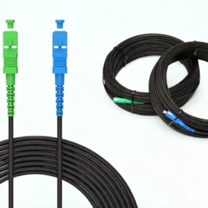 Pre-terminated FTTH drop cable with SC/APC to SC/UPC connectors, outdoor fiber optic cable coil