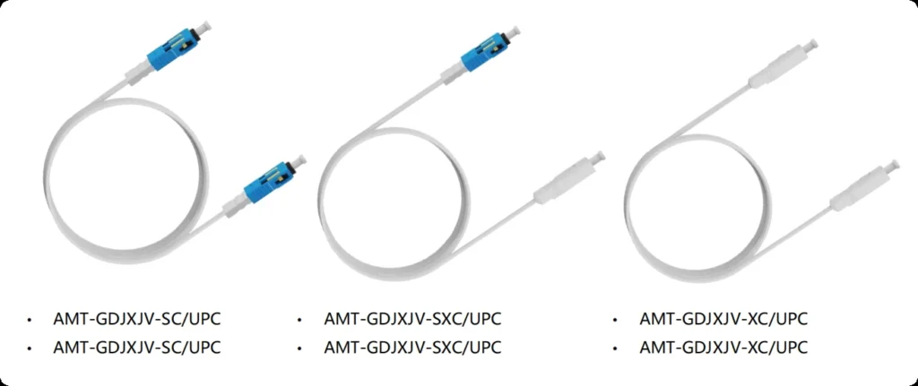 Pre-terminated GDJXJV FTTH drop fiber cable assemblies with SC/UPC, SXC/UPC and XC/UPC connectors for indoor fiber access networks