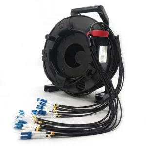 Deployable tactical fiber optic cable reel for field and broadcast use