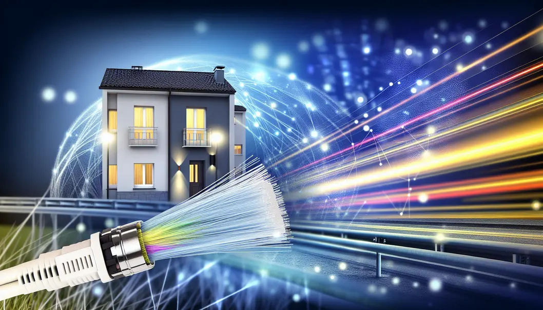 Diagram depicting FTTH architecture with PON and AON comparisons.