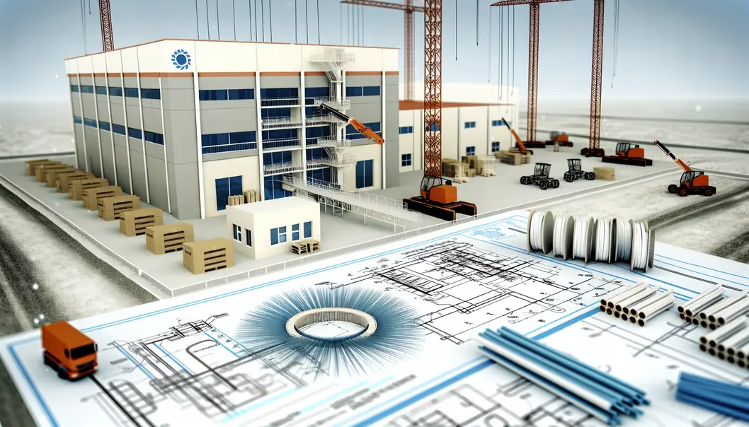 A fiber cable factory infrastructure under construction.