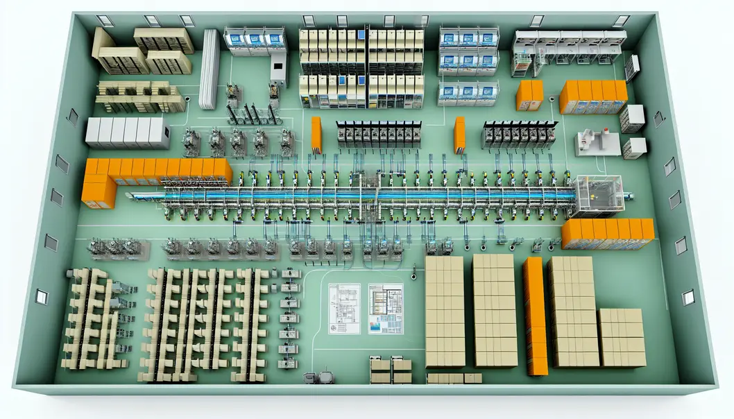 An industrial control room showcasing advanced power systems necessary for stable fiber cable plant operations.
