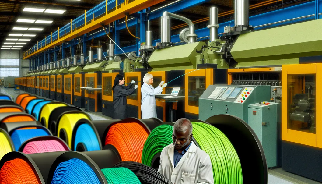 An overview of essential machinery needed for producing fiber optic cables.