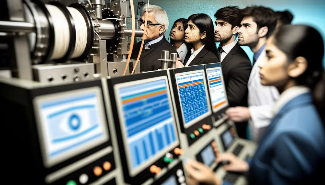An overview of essential infrastructure in a scalable fiber optic cable facility.
