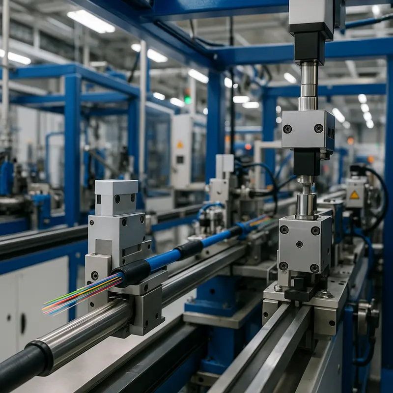 High-performance machines assembling fiber optic cables efficiently.