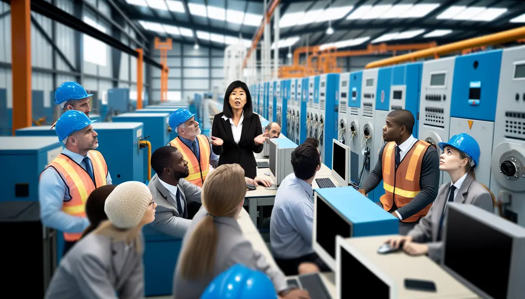 A modern FTTH cable manufacturing plant showcasing assembly lines and machinery.