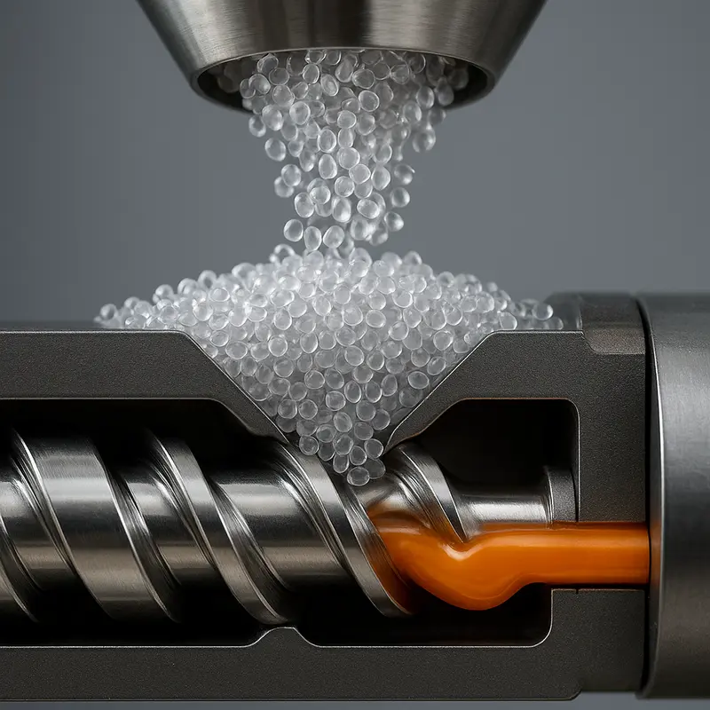 A modern extruder used in the fiber optic cable manufacturing process, emphasizing its role in efficient production.