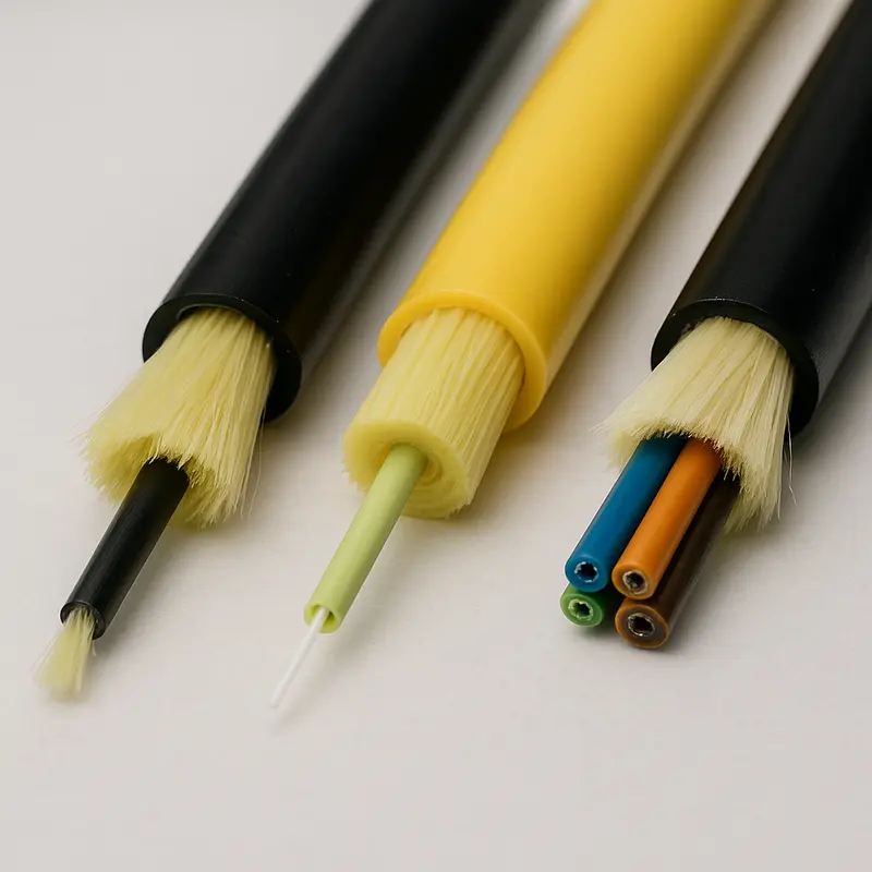 FTTH drop cable production machinery showcasing detailed manufacturing processes.