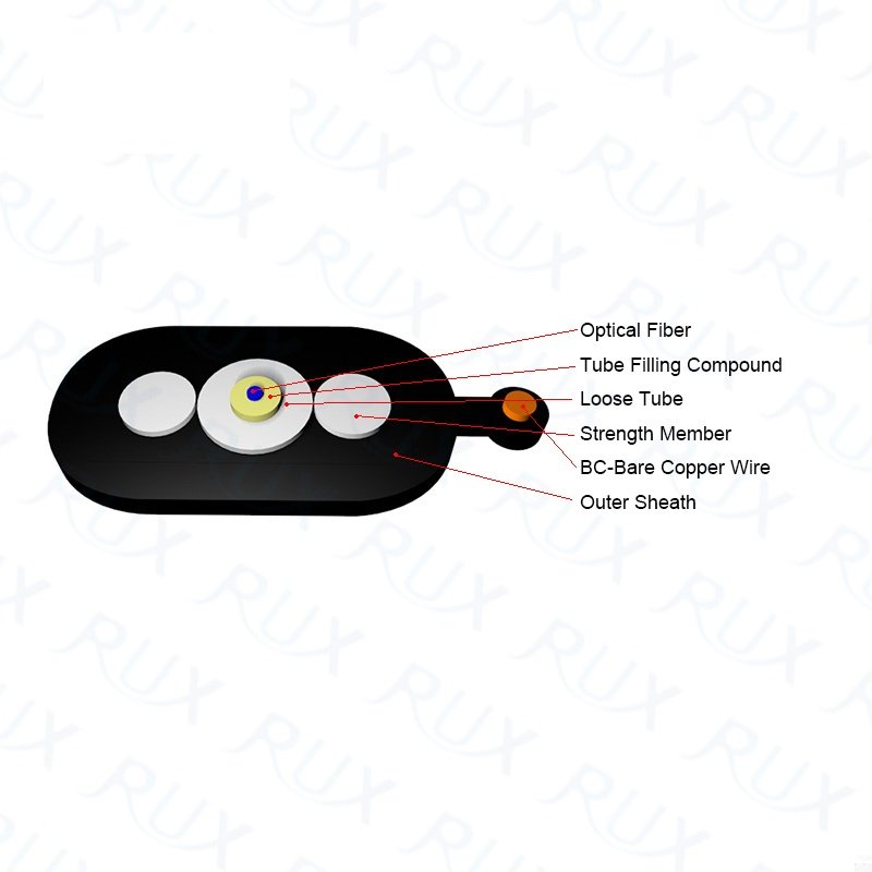 Toneable FTTP Tight Buffered Indoor/Outdoor Drop Photoelectric Hybrid Cable | Cu | AIMIFIBER