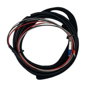 Outdoor Hybrid DC Fiber Patch Cable 16awg Wire Armored Outdoor Duplex LC/UPC Fiber 18" Breakout On Both Ends FTTA Patch Cord | Patch cord/ pigtail | AIMIFIBER