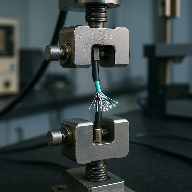 A cross-sectional view emphasizing the role of secondary coatings in fiber optic cable structural integrity.