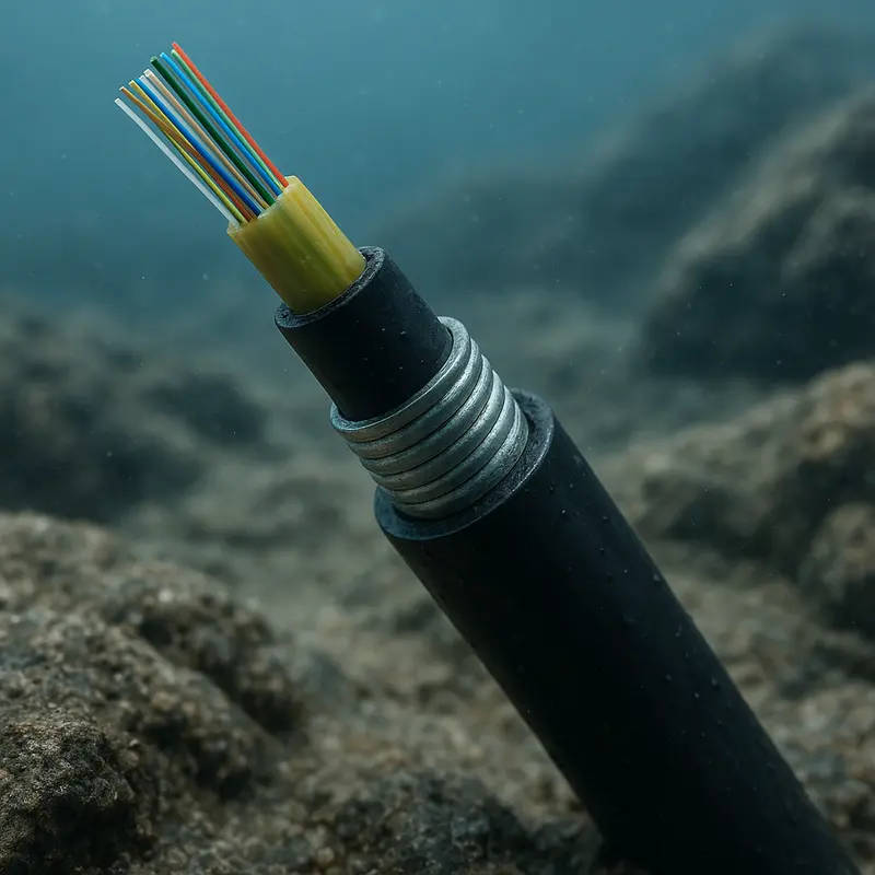 A cross-sectional view emphasizing the role of secondary coatings in fiber optic cable structural integrity.