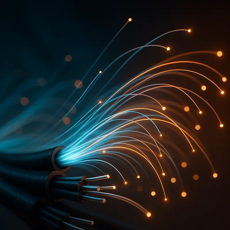 A cross-sectional view emphasizing the role of secondary coatings in fiber optic cable structural integrity.